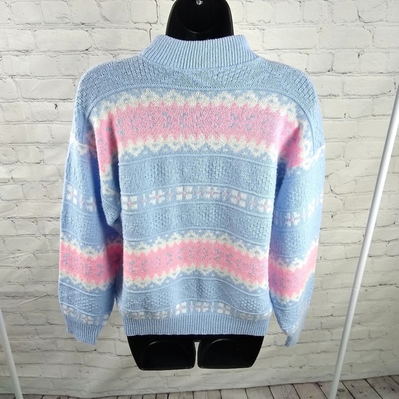 Vintage 80s Pink and Blue Pastel Sweater - Picture 6 of 6